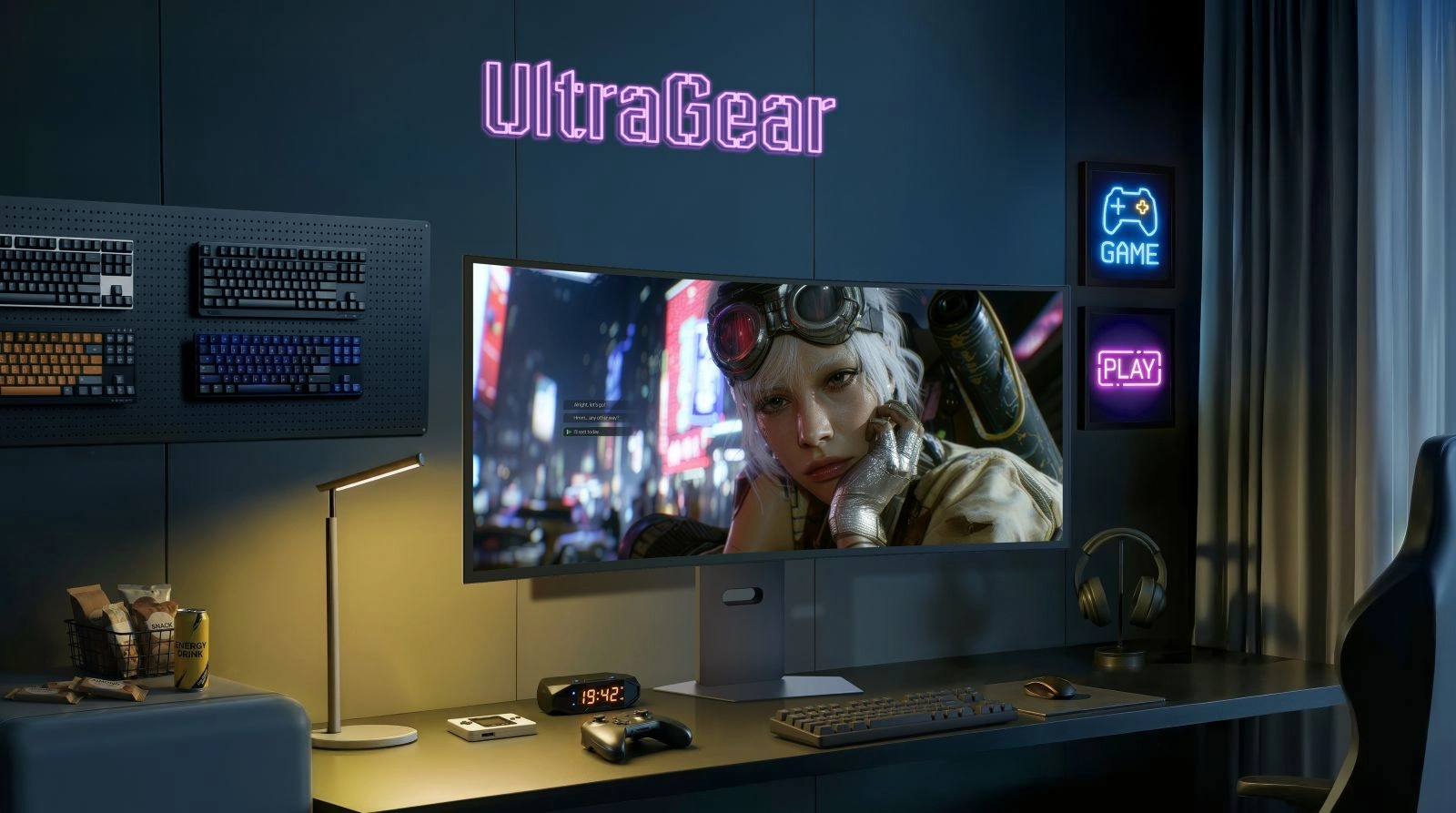 LG OLED-gamingskjerm brukt til spilling i et mørkt rom